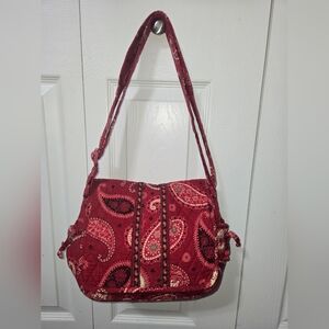 Vera Bradley Red Paisley Quilted Purse Magnetic Closure, Excellent Condition